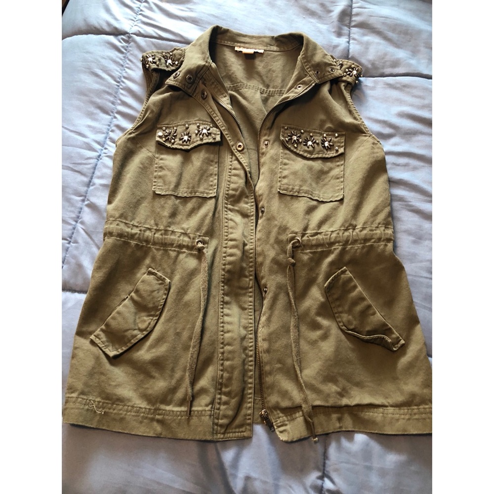 Army Green zip up vest